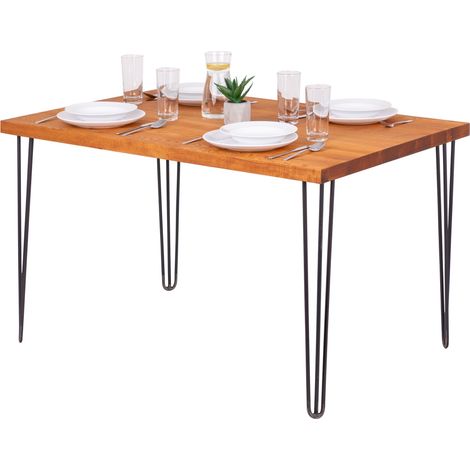LAMO Manufaktur Table è manger, table pour salle è manger 120x80x76 cm, Bois massif, Creative, Frène Foncé / Acier Brut, LEG-01-A-004-0000Cr (1/5)