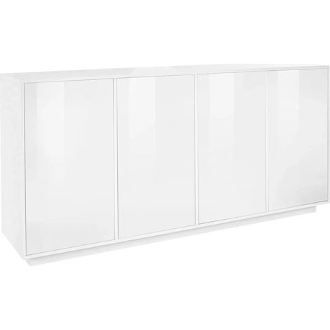 Credenza da Soggiorno 180 cm Bianco Laccato Lucido 4 Ante Push to Open (1/4)
