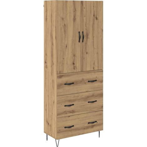 vidaXL Highboard 2 pcs Artisan Oak Engineered Wood and Glass