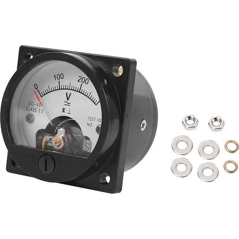 AC 0-300V Round Analog Dial Panel Meter Voltmeter Gauge Black (1/5)