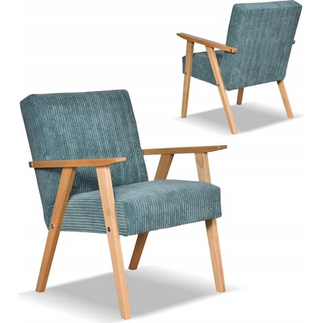 Sessel im PRL-Retro-Vintage-Stil von SOLER Family Furniture, mintfarbener Cord, Anafi