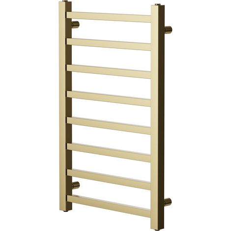 Colore Blaine Brushed Brass 800mm x 500mm Straight Heated Towel Rail (1/5)