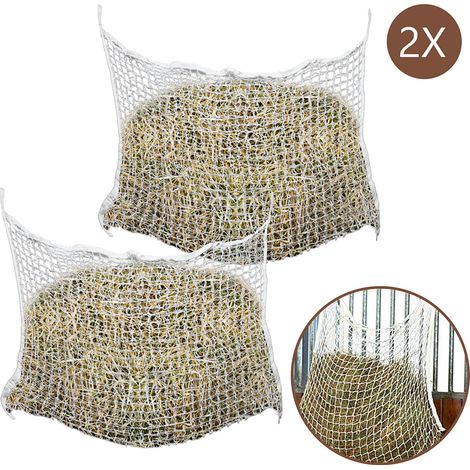 Randaco Heunetz Heuraufe Beschäftigungsnetz Heusack Futternetz, Pferde extra engmaschig 3cm Netz 2 Stück 120 x 90cm