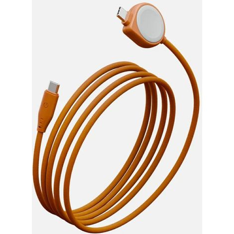 Cable USB-C a USB-C 2 en 1 Energea Flow Duo Watch + Cargador para Apple Watch 480 Mb/s 60 W 1,5 m Naranja (1/3)