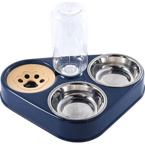 Bol pour Animaux de Compagnie 3-en-1 avec Stockage d'eau Automatique,Bol Acier Inoxydable pour Animaux pour Les Chats et Les Chiots(trompette bleue : 29,5x21,2x5,2cm) (1/5)