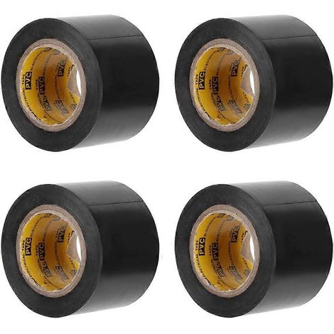 Lot de 4 rubans isolants électriques en PVC étanches pour électriciens, 4,4 cm de large, 11 m de long (noir) (1/5)
