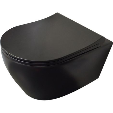Belvit WC Schwarz Matt Spülrandlos Wand WC mit Taharet-/Bidet Funktion Softclose Deckel Toilette Wandhängend Belvit WC Schwarz Matt Spülrandlos Wand WC mit Taharet / Bidet Funktion Softclose Deckel To (1/5)