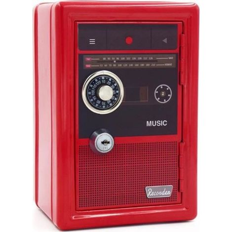 Tirelire - Coffre-fort Métal - Clé Et Mot De Passe - Chambre Ado - Rouge - 1 Pièce (1/4)