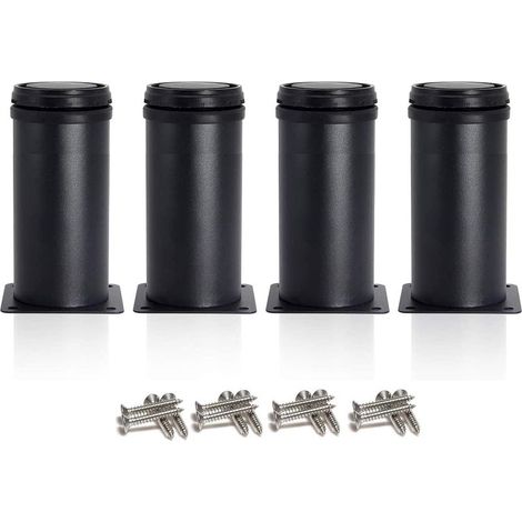 patas negras ajustables, 120 mm de altura, patas reforzadas para armarios, mesas y muebles, acero inoxidable, altura ajustable de 0 a 15 mm, incluye tornillos de acero inoxidable. (1/4)