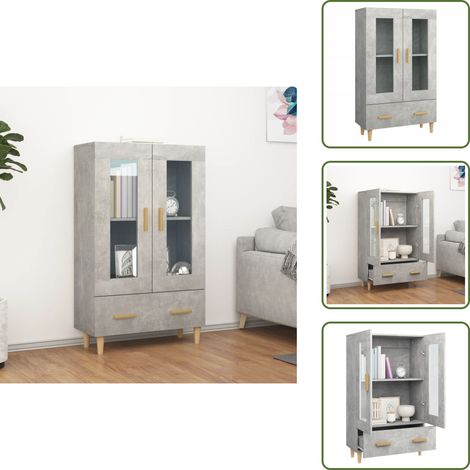 Aparador con cajón - vidaXL Aparador de madera contrachapada gris hormigón 70x31x115 cm - Aparador decorativo