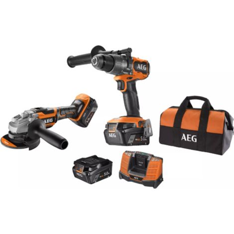 Pack Trapano a percussione - Smerigliatrice - 18V AEG Brushless - 2 batterie 5.0Ah - Caricabatterie - JP18A2-502B (1/3)