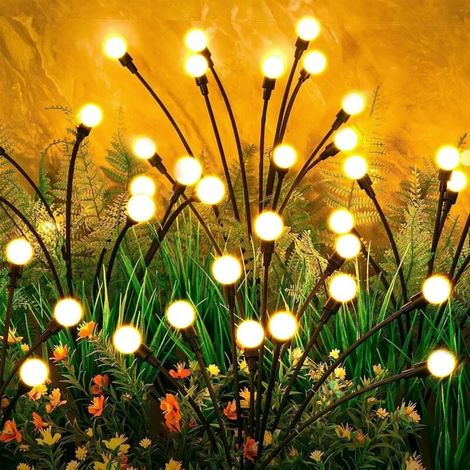 Lampes solaires d'extérieur en forme de luciole, 4 pièces 10 LED pour jardin, lampes solaires de jardin, lampes solaires en forme de luciole étanches IP65 pour allée, patio, cour, cour, jardin... XXW (1/4)