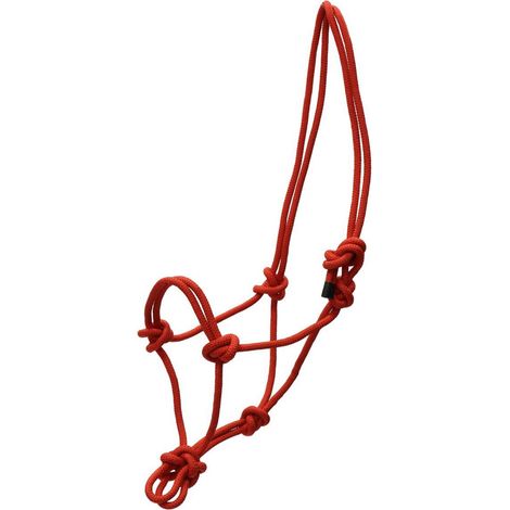 Rosso - Cavezza in corda annodata spessa 9 mm senza lunghina