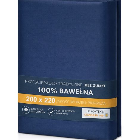 Sábana bajera tradicional 100% algodón 200x220 azul marino (1/5)