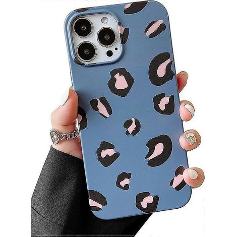 Hülle kompatibel mit iPhone 13 Pro Max, niedliches Leopardenmuster, Schutz vor Kratzern und Stößen – blau