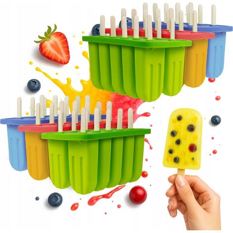 Silikon-Eisform 10 Stück + Stiele 50 Stück DIY Hausgemachte Eiscreme-Sorbets