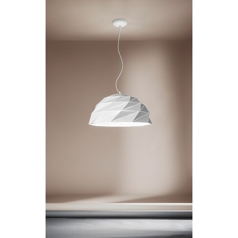 Luminaire De Suspension En Métal Pour 3 Ampoules E27, Coloris Blanc, Style Au Design Moderne, Hauteur Réglable, Diamètre 56 Cm, 10S46624 B - Perenz (1/3)