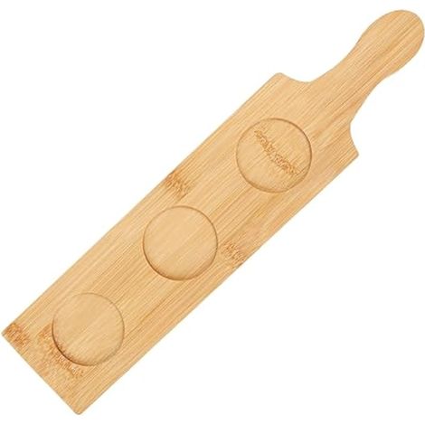 1 planche de vol pour la dégustation, 3 emplacements en bambou pour vin, support de service pour whisky, bière, boissons, bocaux en verre de 5,6 cm de diamètre, (ronde) 15 x 3,9 cm (L x l) (1/5)