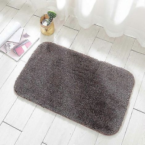 Tapis de sol moelleux et rembourré antidérapant et absorbant - 60 x 110 cm - Café foncé (1/2)