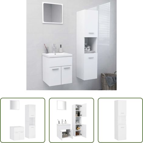 vidaXL Hochschrank -  Badmöbel-Set Weiß Holzwerkstoff (1/5)