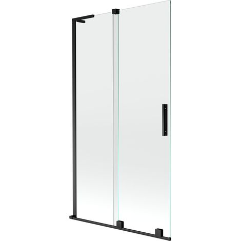 Mexen Velar L paravento per vasca da bagno a 2 ante scorrevoli 100 x 150 cm, trasparente, nero - 896-100-003-01-70 (1/5)