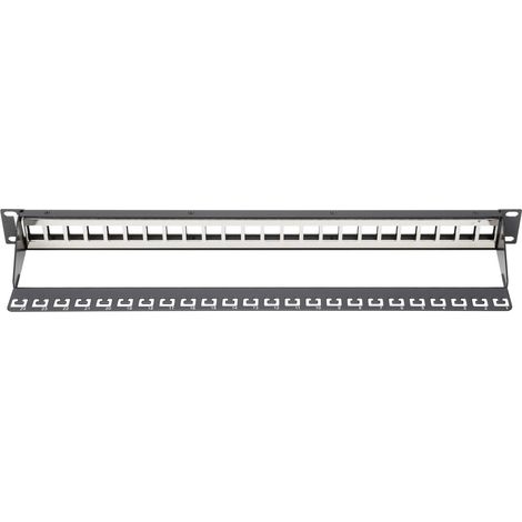 Panneau de brassage vide 19 pouces 24 touches 1U noir (RAL 9005) DN-91411 (1/5)