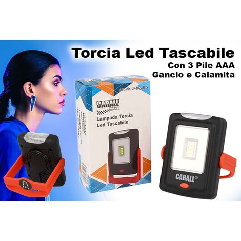 Torcia Led Tascabile Con 3 Pile AAA Gancio Calamita (1/3)