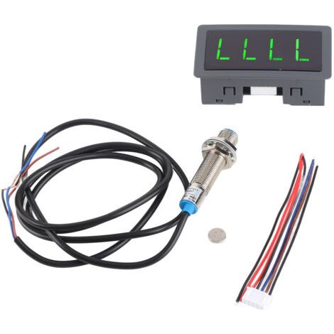 QORVA-Tachymètre de moteur LED vert à 4 chiffres, compteur de mesure de vitesse RPM, capteur de commutateur de proximité NPN Hall (1/5)