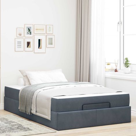 Bettgestell mit Matratze 2 pcs Dunkelgrau Samt