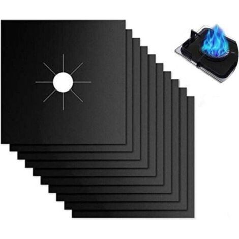 10 Pièces Protection Plaque Cuisson Gaz Réutilisable Couvre, à Anti Chaleur Tapis Cuisinière Antifouling Nettoyer Housse, Pour Divers De Cuisinières à Gaz (27x27cm, Noir) (1/5)