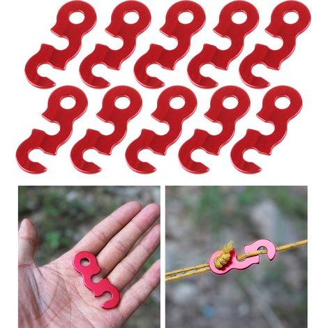 Aluminum Alloy Camping Rope Tensioner, Rope Adjuster, Tensioners for Tent, Tarp, Hiking (Red - 12 Pieces) (1/4)