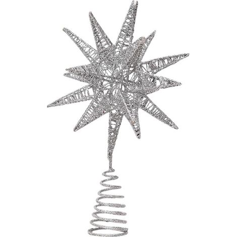 Décoration en Fer Étoile Argentée pour Sapin de Noël Accessoire Suspendu Multifonction pour Décoration Intérieure Ornement Festif pour Maison Bureau et Fête (1/5)
