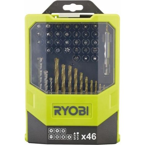 Ryobi Estuche 46 accesorios para taladro y atornillado gris y oro (1/3)