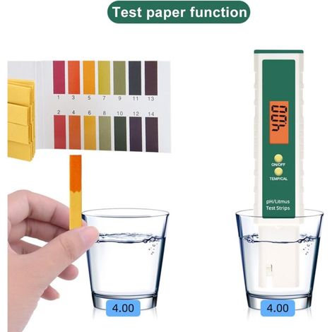 Tester per la qualità dell'acqua, misuratore di pH, tester per la qualità dell'acqua con funzione di temperatura, misuratore di pH digitale per acqua potabile, idroponica, piscine, acquari (1/4)