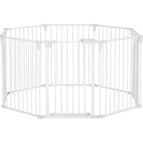 Parc pour chiots, enclos extérieur, barrière de sécurité avec porte, flexible, pliable, 8 panneaux, 60 x 76 cm, blanc