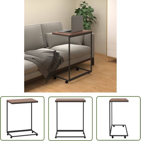 The Living Store Beistelltisch mit Rollen Schwarz 55x35x70 cm Holzwerkstoff - Couchtisch - Beistelltisch - Side Table - Holzwerkstoff - Schwarzbraun (1/5)