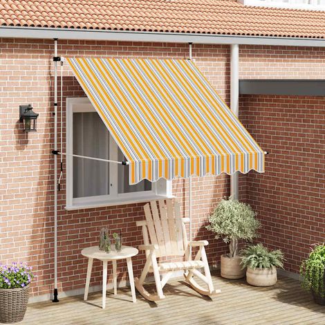 Tenda da Sole Retrattile Manuale 200 cm a Strisce Blu e Gialle vidaXL