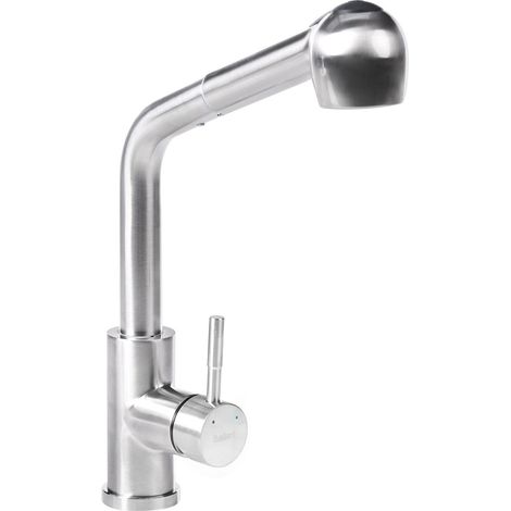 Kitchen Tap Silver Stainless Steel Swing and Pull Out Mixer Showerhead Faucet Aerator Flexible Spring Hose Modern WICHABAI (1/5)