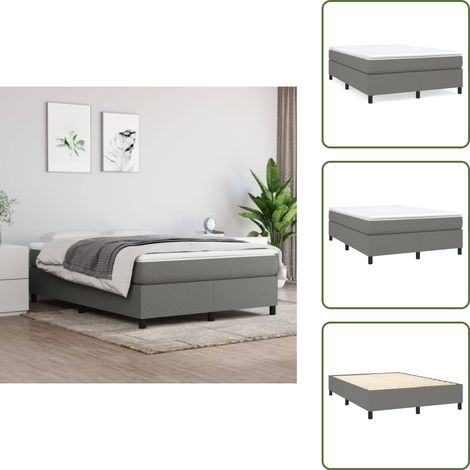 Cama de tela - vidaXL Estructura de cama con somier tela gris oscuro 140x190 cm - Cama gris oscuro
