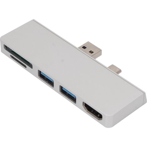 Hub USB C 4K HDMI avec Ports Double USB 3.0 et Transmission Multimédia pour Surface Pro 7 Argenté (1/5)