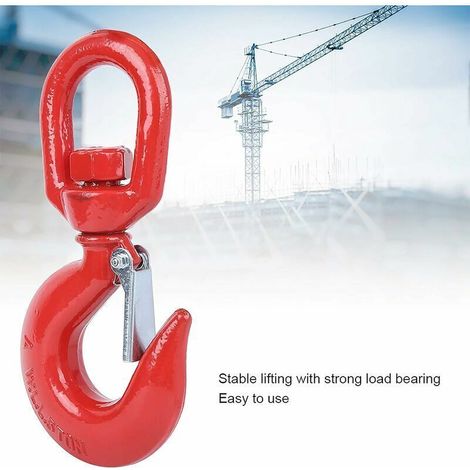 VURAHOME – 5T 5000 kg drehbarer roter Kranhaken mit Schwenkauge aus legiertem Stahl für Schwerkrafthebebühnen, Industrie, Schiffbau, Rundhaken 5T (1/5)
