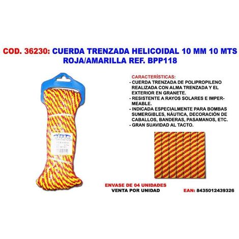 SIFER Cuerda trenzada helicoidal 10mm 10 m roja/amarilla BPP118
