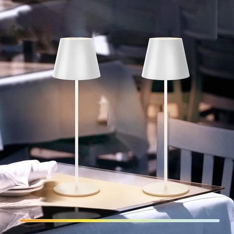 ZOLGINAH Juego de 2 Lámparas de Mesa Inalámbricas Lámpara de Mesa LED Recargable Control Táctil Protección IP54 Lámpara Portátil para Jardín Sala de Estar Trasse Mesa de Comedor Café (Blanco) (1/5)