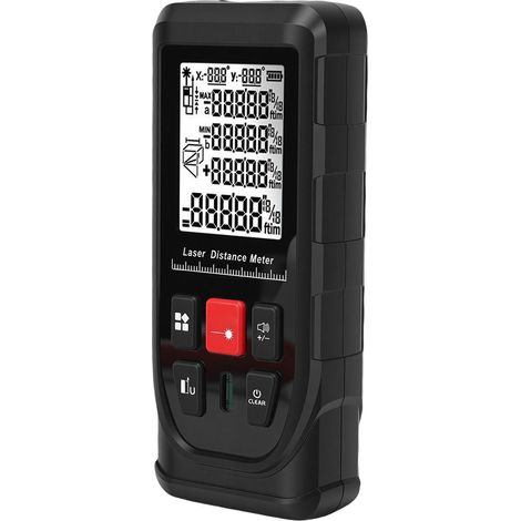 Télémètre laser numérique avec niveau à bulle, écran LCD rétroéclairé, mesure de surface et volume, outil de chantier 50M 165FT (1/5)