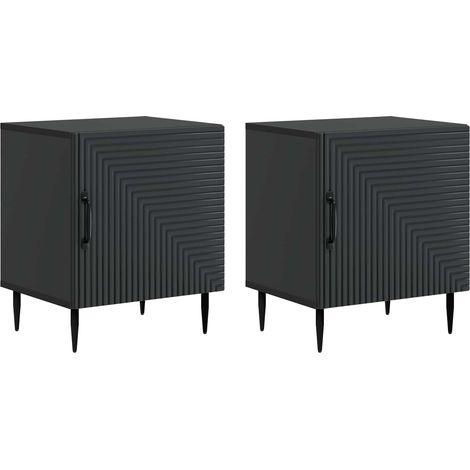 vidaXL  Bedside Cabinet  2 pcs Black 43 x 34.5 x 50 cm Engineered Wood
