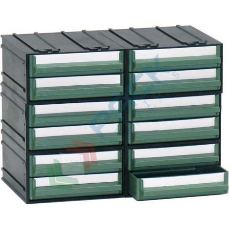 Cassettiera modulare "B" con 12 cassetti - Verde - Mobil Plastic
