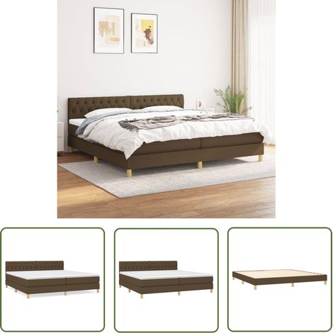 Lit à sommier tapissier avec matelas, Lit adulte pour 2 personnes Assemblage Facile, Marron foncé 200x200 cm OIB5629E (1/5)