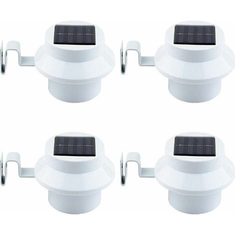 4er-Pack LED-Solar-Dachrinnenleuchten (Weiß/Schwarz), Solar-Wandnachtlichter, Zaunleuchten und Dachrinnenleuchten. (1/4)