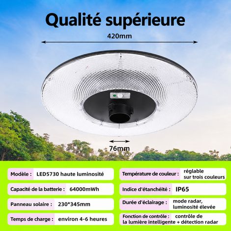 Lampadaire solaire LED extérieur tête de lampe soucoupe ciel étoilé 420 5V IP65 15 kg 420 15 kg – Livraison gratuite