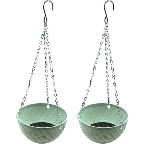 Pots de Fleurs à Suspendre - 2 Pièces Jardiniere Suspendue, Panier de Fleurs à Suspendre, Pot de Fleur Mural Interieur Extérieur pour Jardin Balcon Décoration, 16cm de Diamètre (1/5)